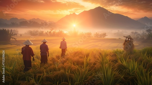 working in a rice field