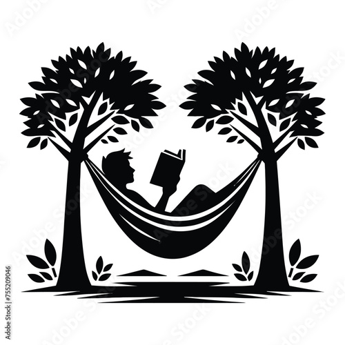 Peaceful Hammock Reading Silhouette