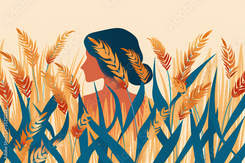 wheat field vector flat minimalistic isolated illustration. Symbol of Ukraine. Ukrainian culture © Uliana