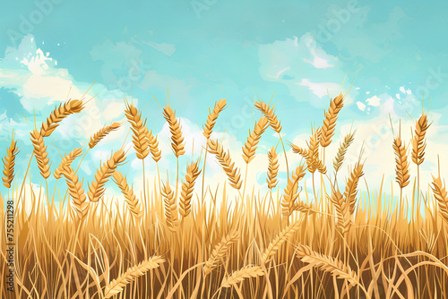 wheat field vector flat minimalistic isolated illustration. Symbol of Ukraine. Ukrainian culture photo
