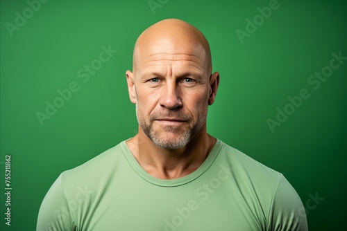 Portrait of a senior man in a green t-shirt. © Enrique