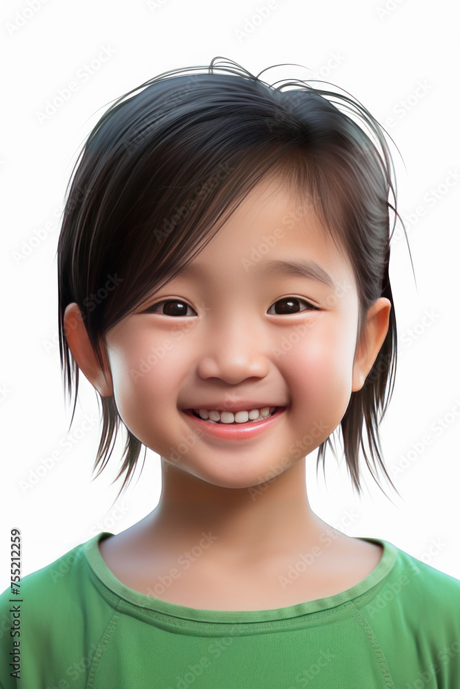 Portrait from little smiling asia schoolgirl