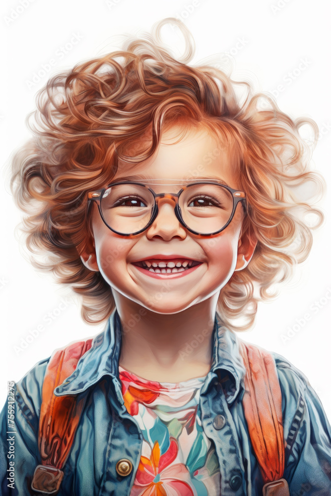 Obraz premium Portrait of a happy boy with colorfully dyed hair and glasses