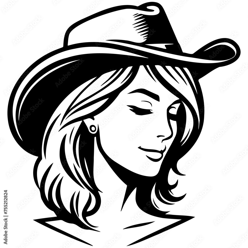 Trendy Woman Wearing Hat Illustration. Trendy Woman Wearing Hat Illustration.