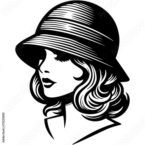 Trendy Woman Wearing Hat Illustration.
