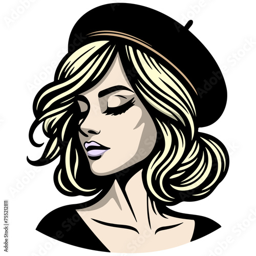 Trendy Woman Wearing Hat Illustration.