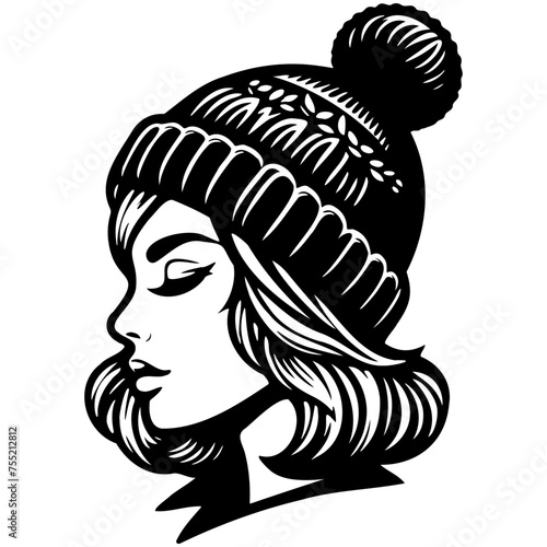 Trendy Woman Wearing Hat Illustration.