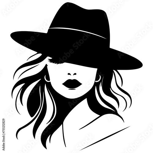 Trendy Woman Wearing Hat Illustration.