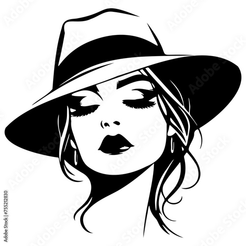 Trendy Woman Wearing Hat Illustration.
