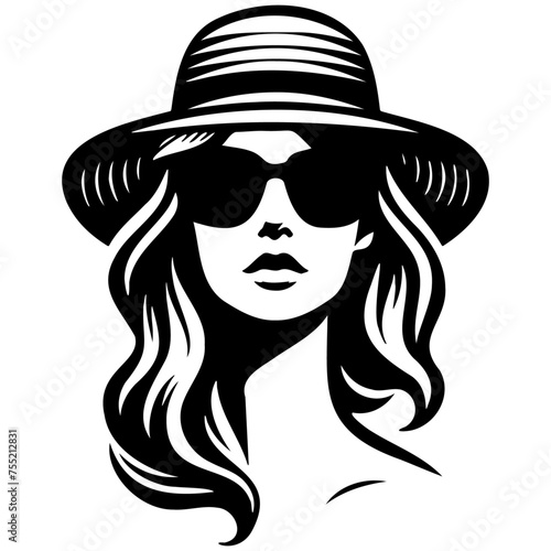 Trendy Woman Wearing Hat Illustration.