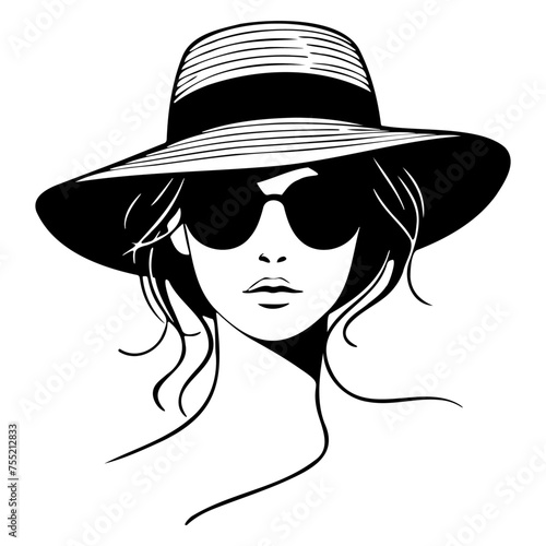 Trendy Woman Wearing Hat Illustration.