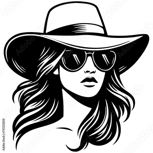 Trendy Woman Wearing Hat Illustration.