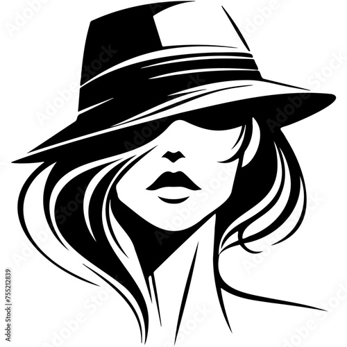 Trendy Woman Wearing Hat Illustration.