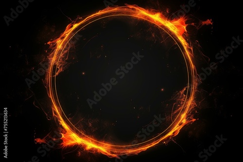 Illuminated Fire circle frame ring. Texture glow. Generate Ai