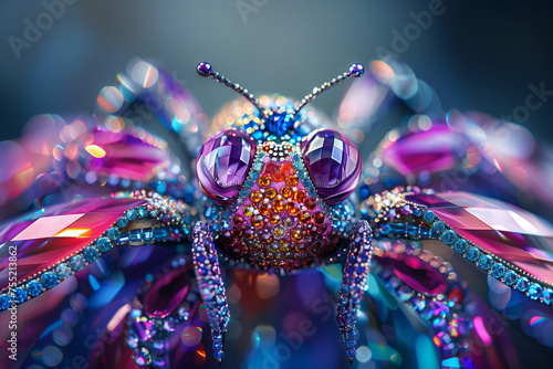 Glistening Crystal-Encrusted Fly, Enchanting Insect with Jeweled Wings © Svetlana