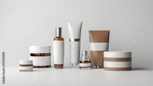 Cosmetic packaging mock up isolated on white background