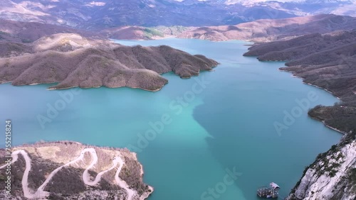 Albania, Bovilla lake, areal view over the lake