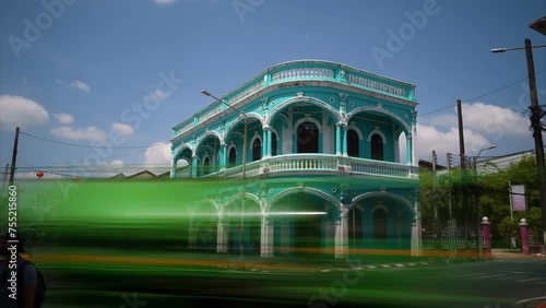 Phuket old town in sino portuguese style, Timelapse, hyperlapse, Thailand 