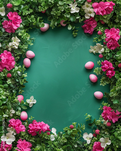 Happy Easter. Floral Frame with Easter Theme