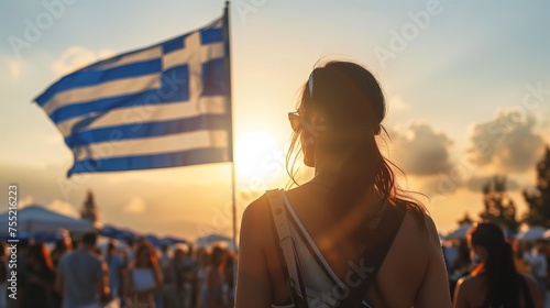 the greek flag at the Greek Independence Day Parade photo