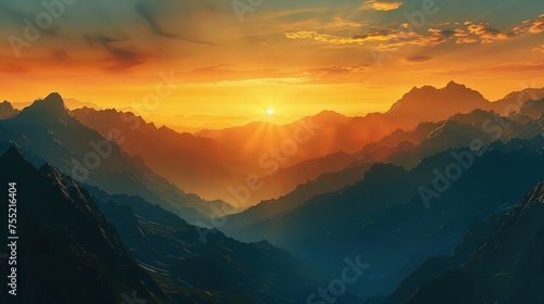 sunset in the mountains generative ai images