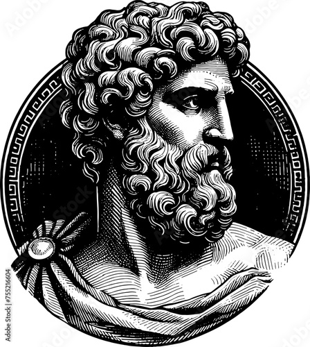 Ancient Greek Man Profile Portrait