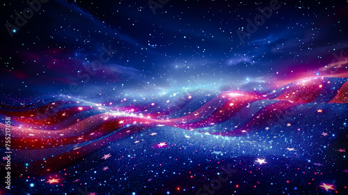 Background for a Glittering Dreamscape The American Flag in a Cosmic Celebration before Election Day Digital Art Illustration