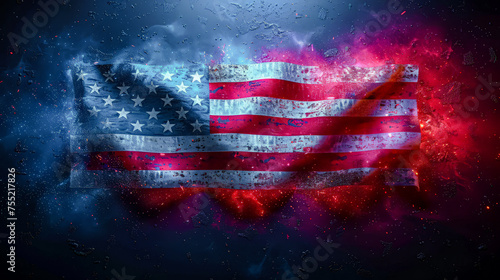 Background for a Glittering Dreamscape The American Flag in a Cosmic Celebration before Election Day Digital Art Illustration