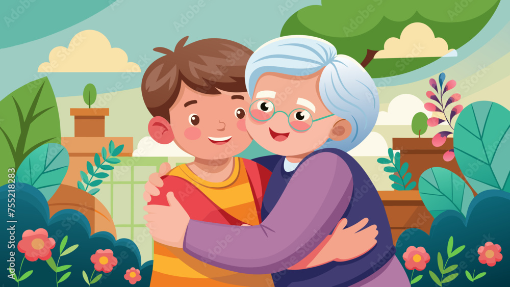 grandmother and grandson vector illustration grandmother and grandson vector illustration