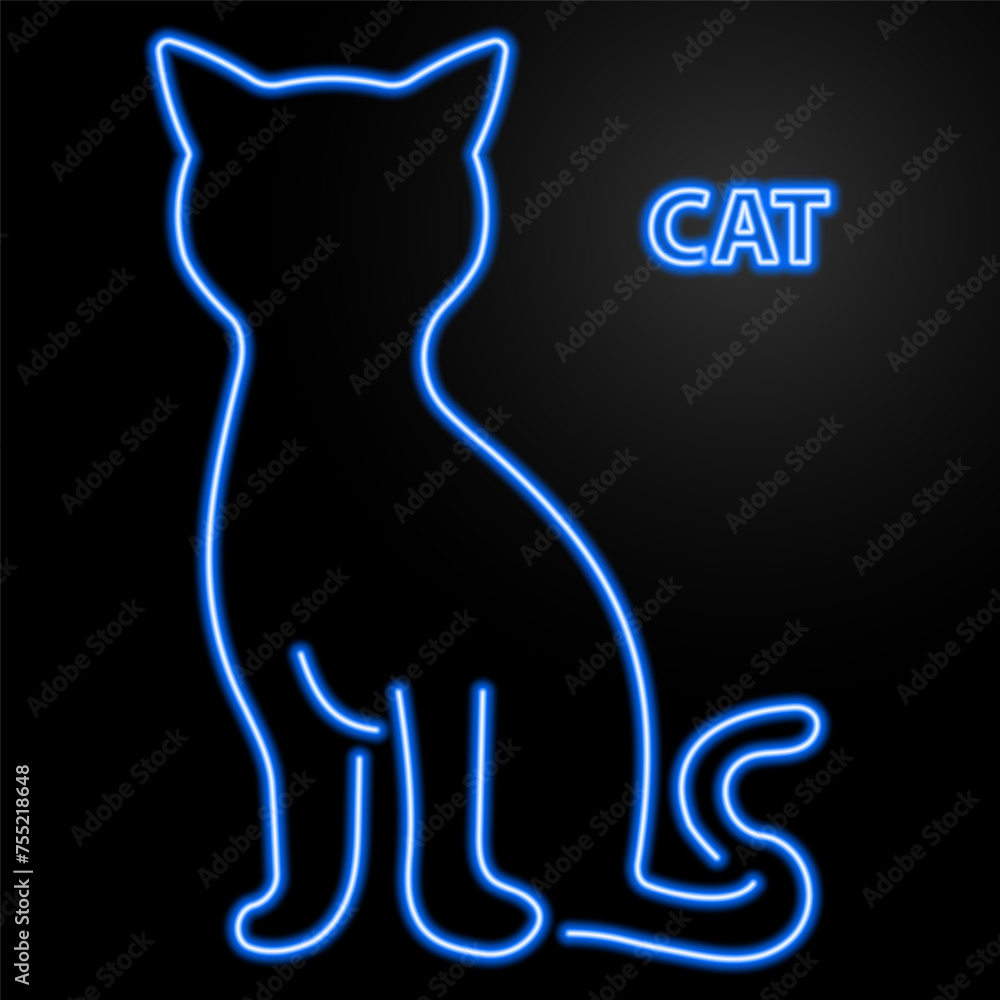 cat neon sign, modern glowing banner design, colorful modern design trend on black background. Vector illustration. cat neon sign, modern glowing banner design, colorful modern design trend on black background. Vector illustration.