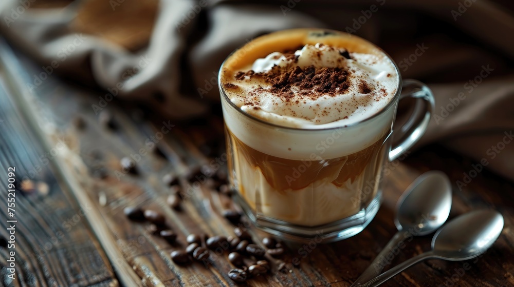 Coffee mug cup with foam heart shape wallpaper background Coffee mug cup with foam heart shape wallpaper background