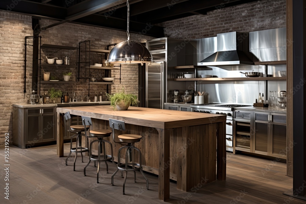 Stainless Steel & Rustic Wood Fusion: Industrial-Chic Kitchen Concepts