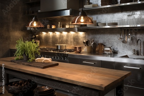 Steel and Concrete: Industrial-Chic Kitchen Design with Metal Backsplash
