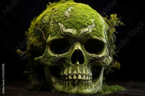 Moist Skull moss nature. Park natural. Generate Ai