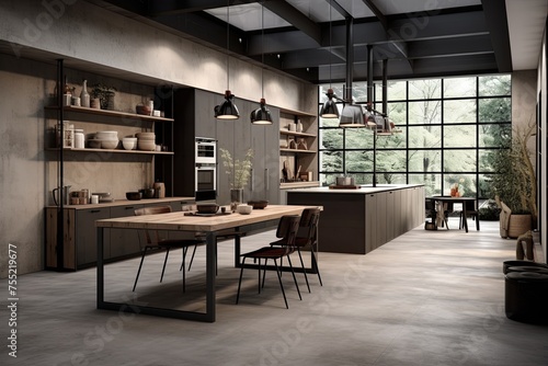 Concrete Elegance: Industrial-Style Kitchen Inspirations for Easy Maintenance © Michael