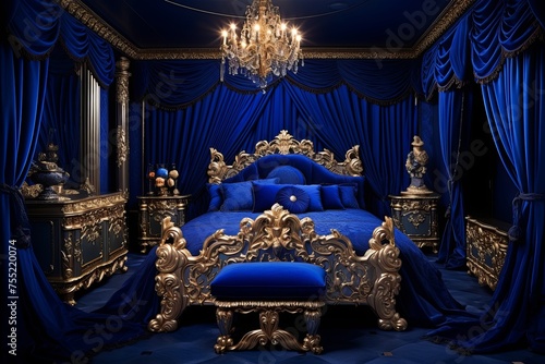 Royal Blue Regal Dreams: Lavish Royal Bedroom Inspirations