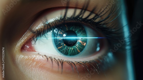 Robot eye technology scan artificial cyborg wallpaper background
