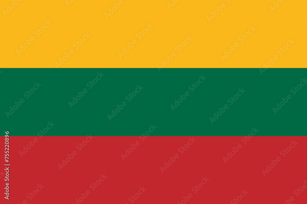 Lithuania vector flag in official colors and 3:2 aspect ratio.
