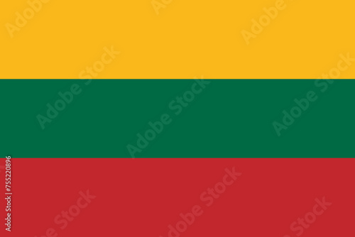 Lithuania vector flag in official colors and 3:2 aspect ratio. photo