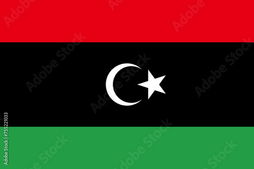 Libya vector flag in official colors and 3:2 aspect ratio.