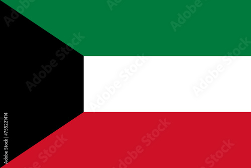 Kuwait vector flag in official colors and 3:2 aspect ratio.