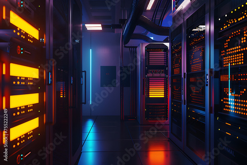 Modern interior of server room in datacenter  © Evhen Pylypchuk