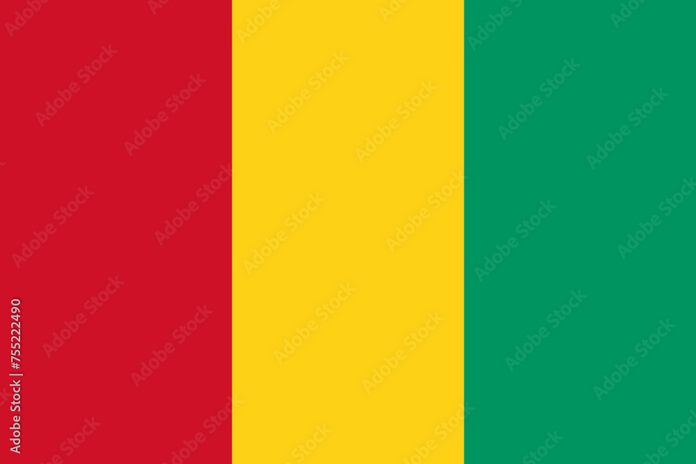 Guinea vector flag in official colors and 3:2 aspect ratio.