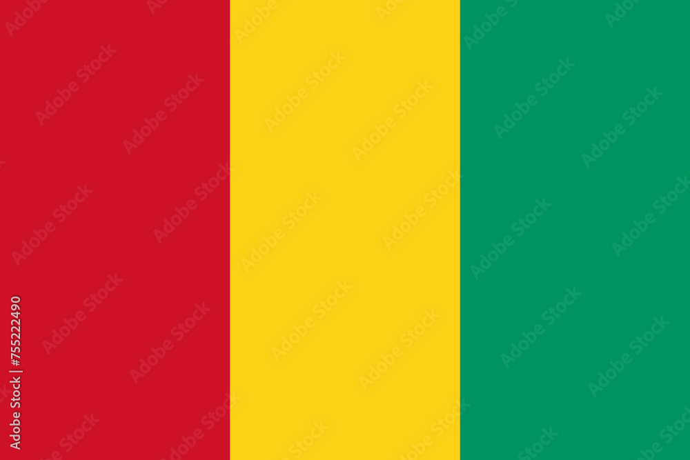 Fototapeta premium Guinea vector flag in official colors and 3:2 aspect ratio.