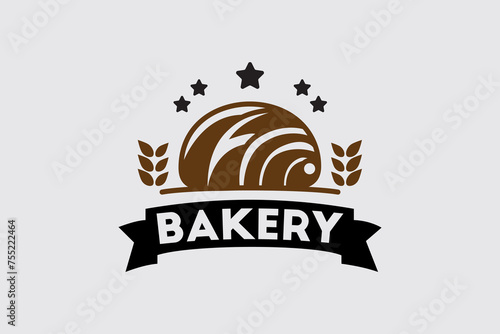 bakery logo that can be edited in classic vintage style, with brown color © Ikitah