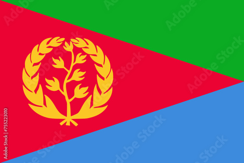 Eritrea vector flag in official colors and 3:2 aspect ratio.