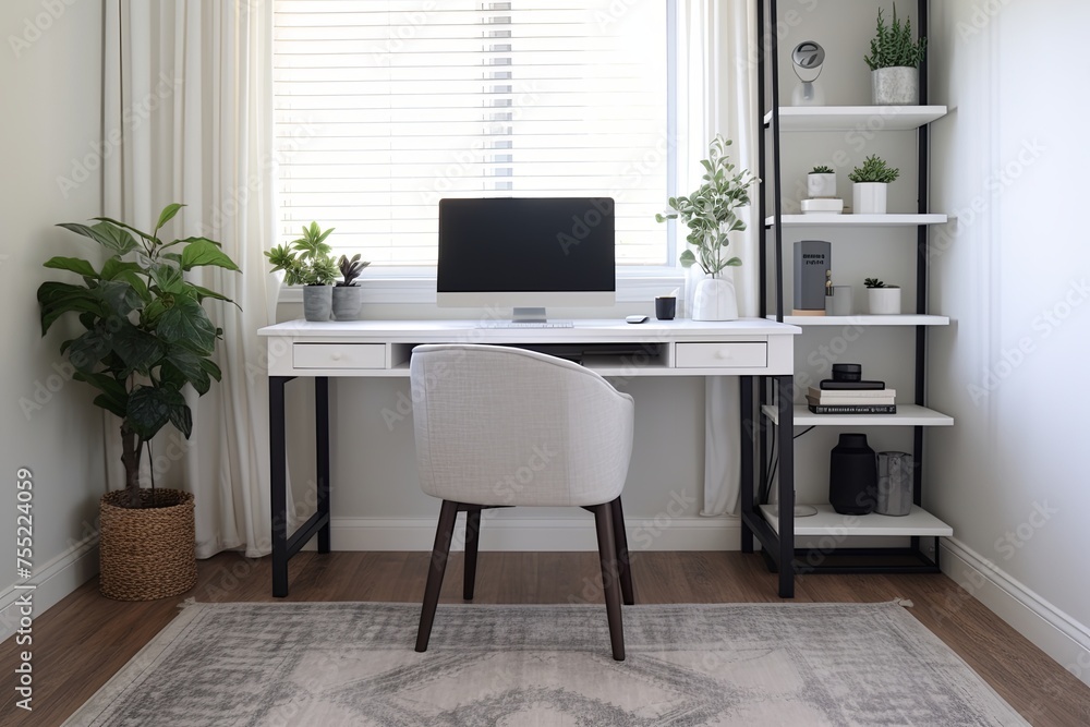 Minimalist Monochrome Home Office Ideas: Black and White Rug for a Cohesive Look Minimalist Monochrome Home Office Ideas: Black and White Rug for a Cohesive Look