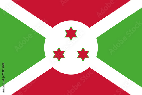 Burundi vector flag in official colors and 3:2 aspect ratio. photo