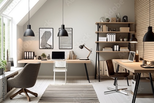 Neutral Serenity: Minimalist Monochrome Home Office Concepts for a Calming Atmosphere
