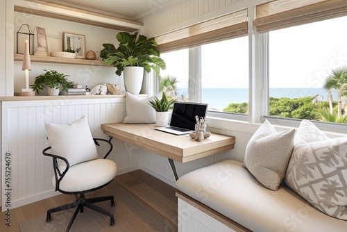Compact Coastal Office Design: Small Space Solutions for a Modern Workspace © Michael